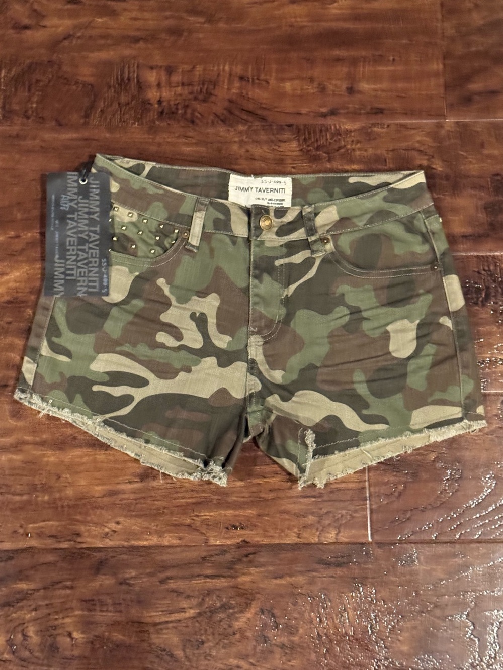 NWT Jimmy Taverniti Camoulage Denim Cutoff Shorts Size 27